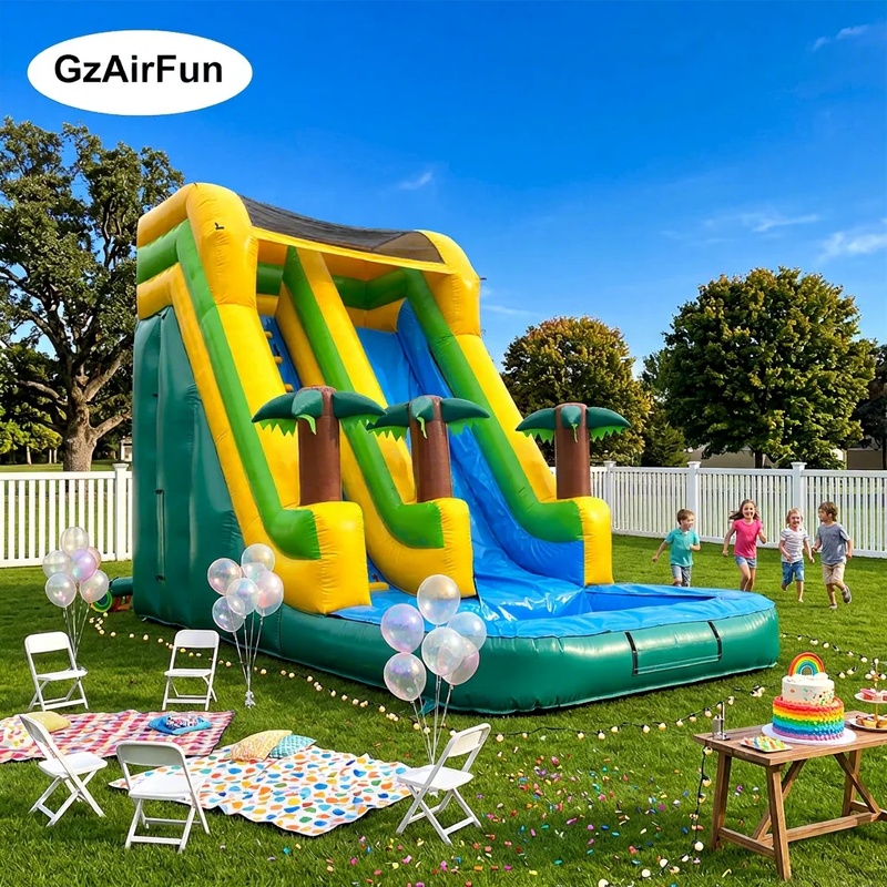 Heavy Equipment Rental - Commercial Palm Tree Inflatable Water Slide