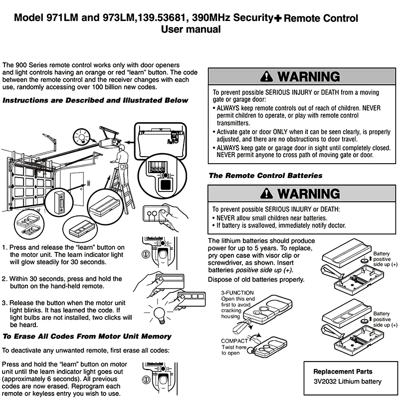 Liftmaster 973LM 971LM Securit - Heavy Equipment Garage 评论和价格